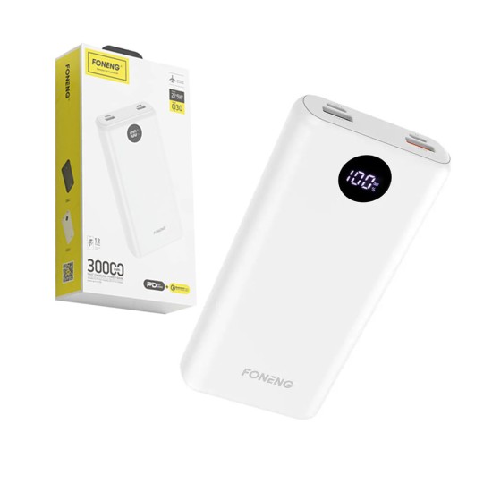 FONENG POWER BANK Q30 PD+QC 22.5W 30000MAH WHITE